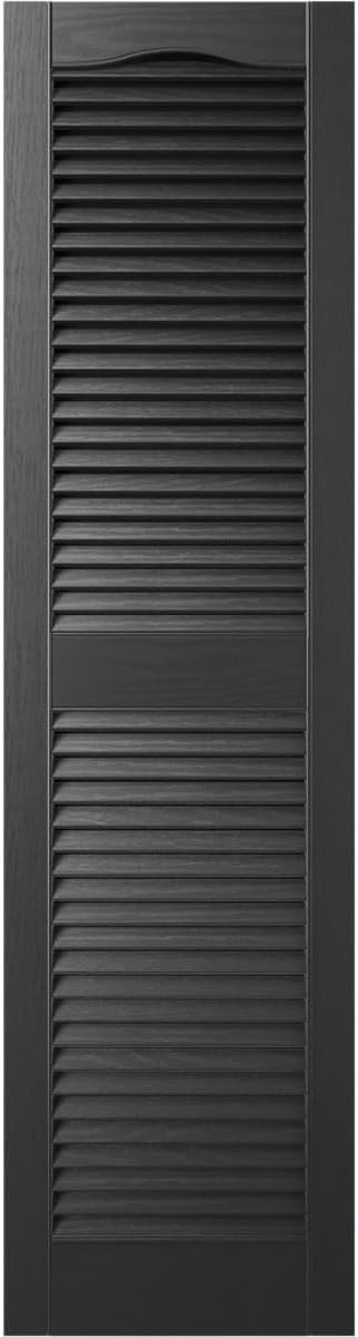 Ekena Millwork Vinyl Open Louver Shutters 14.5in W x 52in H Black Pair Durable