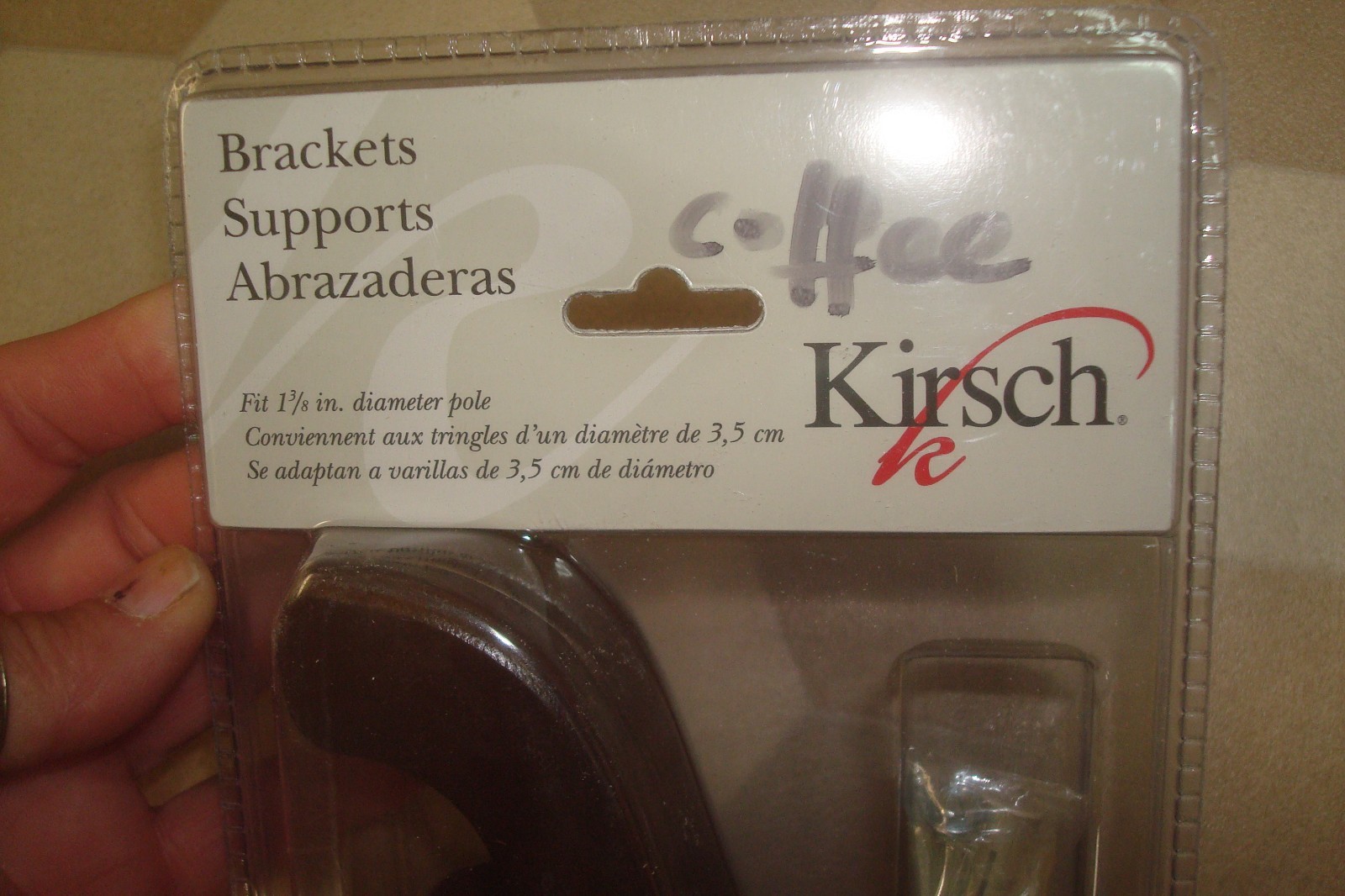 NIP 2 KIRSCH Wood Pole Mounting Brackets for 1 3/8″ Pole Coffee 5603EG 841