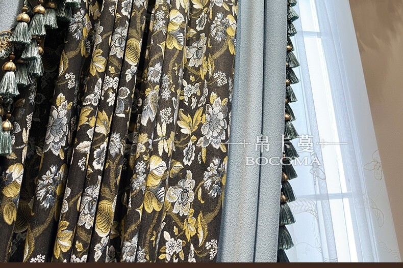 Luxury American Villa Shade Chenille cloth blackout curtain valance drape C2137