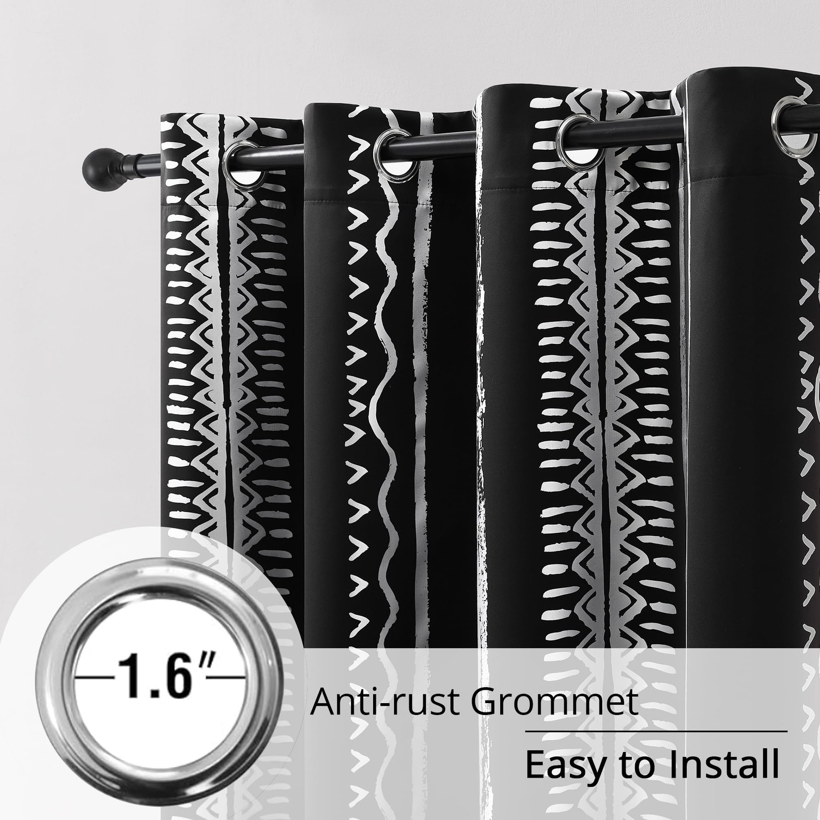 Bohomocasa Black And Silver Curtains 100 Blackout Boho Metallica Silver Foil