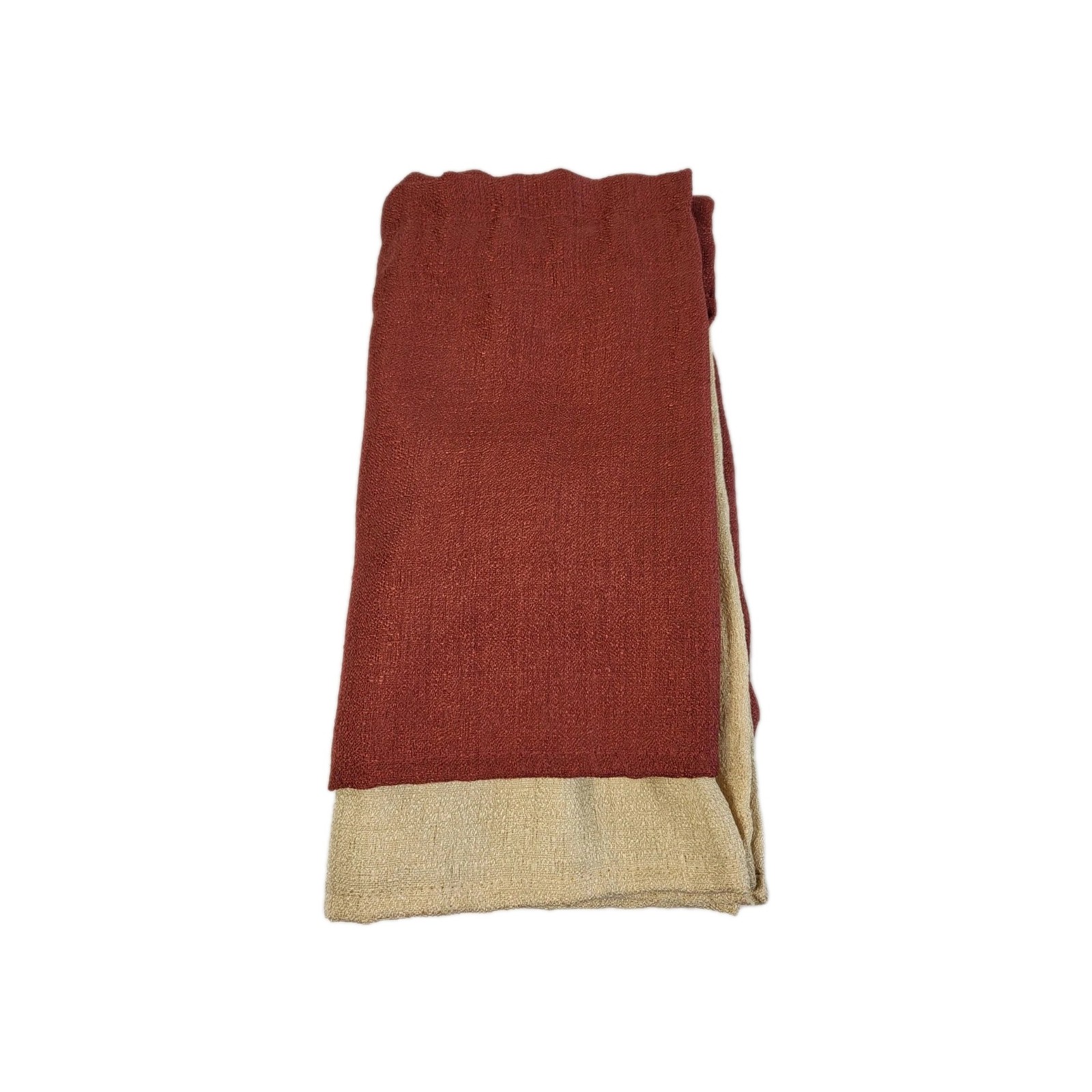 Burgandy Tan Window Valance Loop Style Topper Curtain 57″x 13″ Polyester