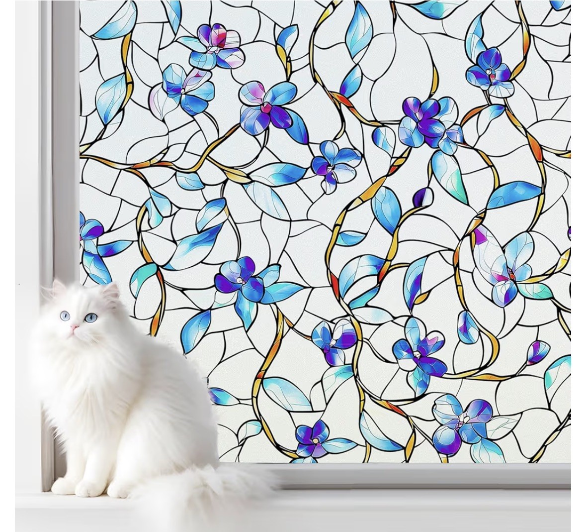 Window Privacy Film Stained Glass Decorative Static Clings UV blocking easy diy