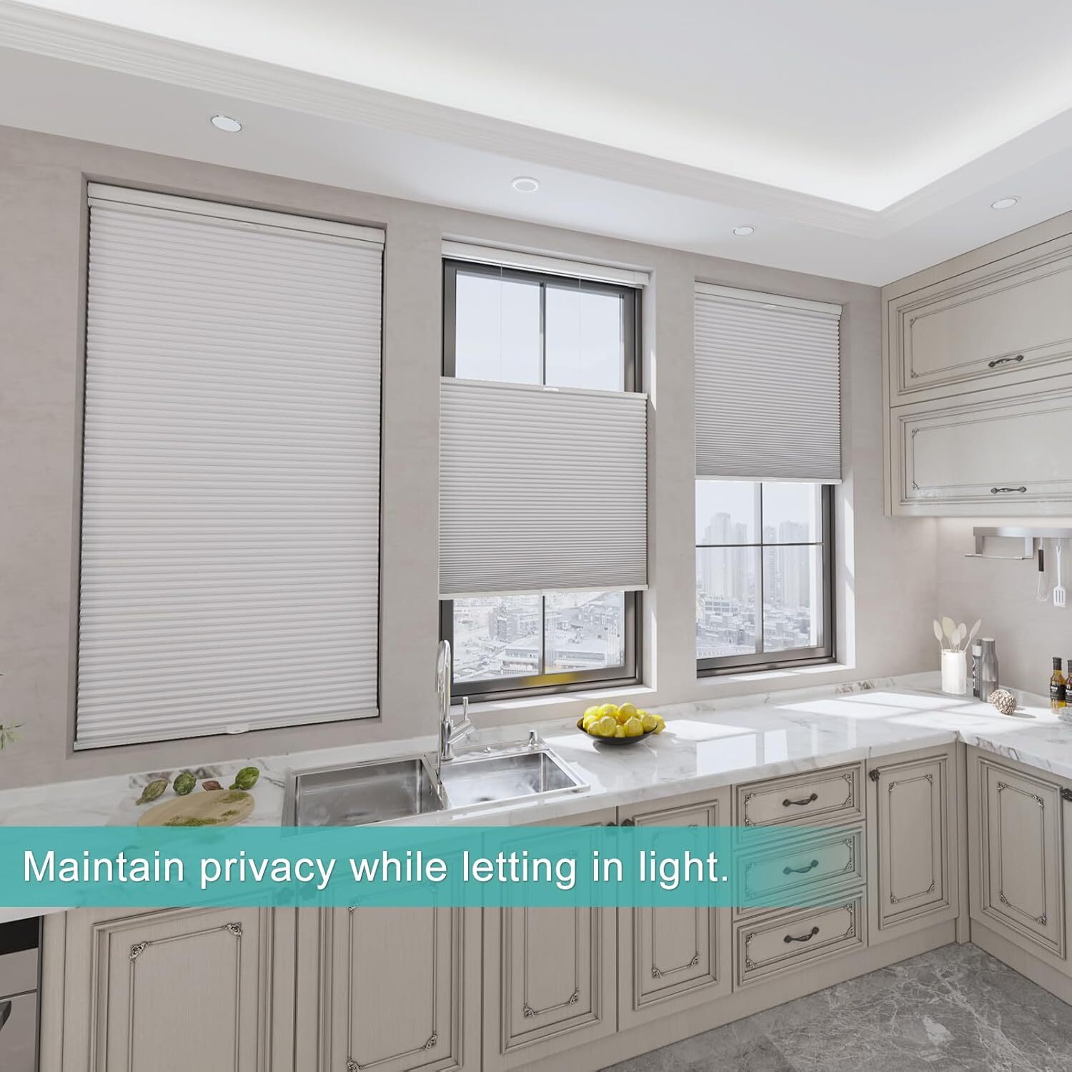 Changshade No Drill Top Down Bottom Up Cordless Window Blinds Cellular Shades