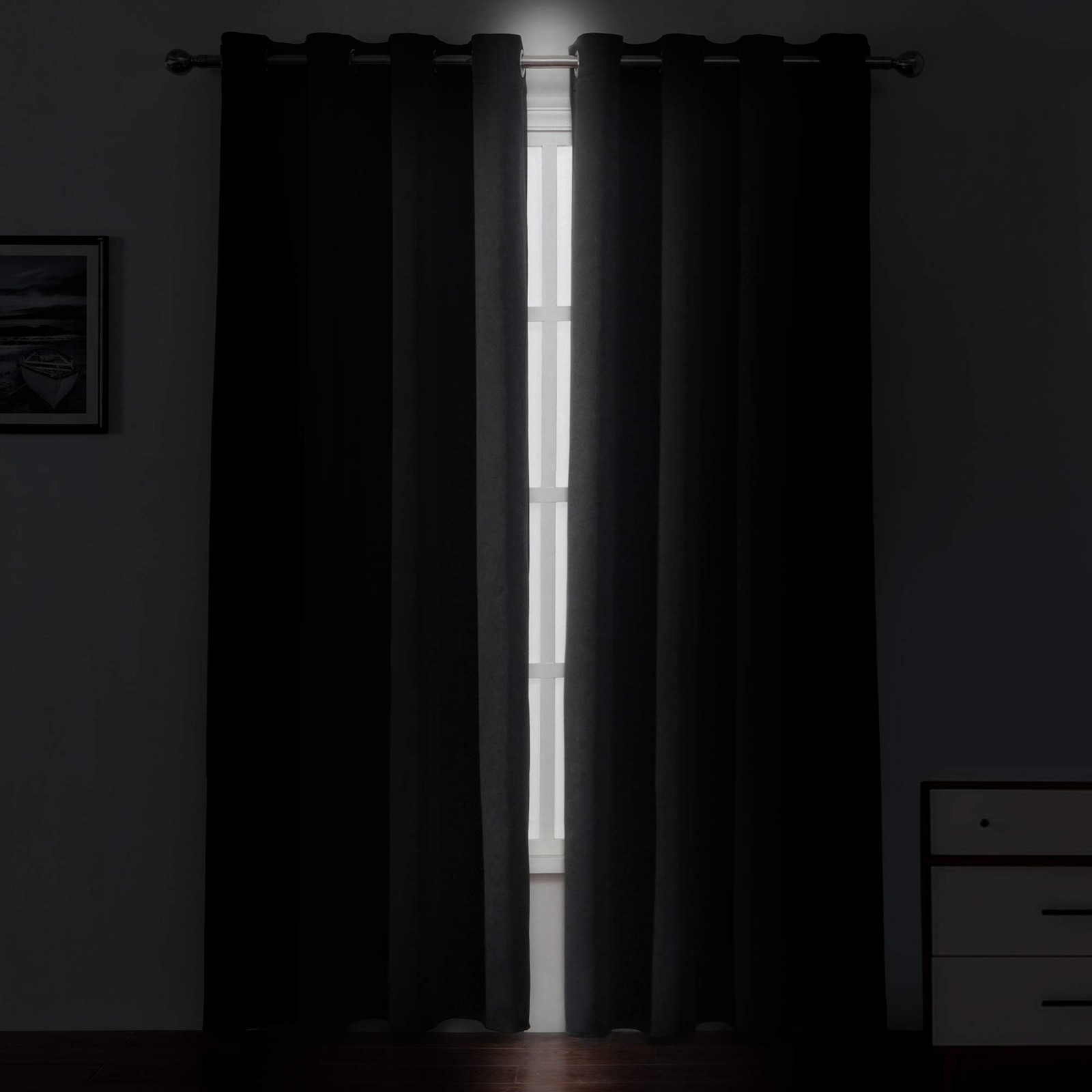 Blackout Curtains 52 x 84 inches Long Black Curtains Set of 2 Panels Thermal …