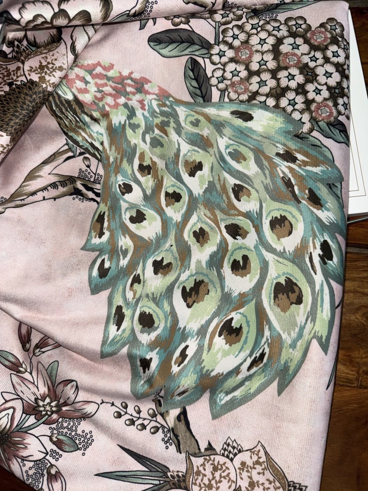 Callisto Home PEACOCK FLORAL Window Pink Curtains 2 Panel Set 38×96″ LIGHT BLUSH