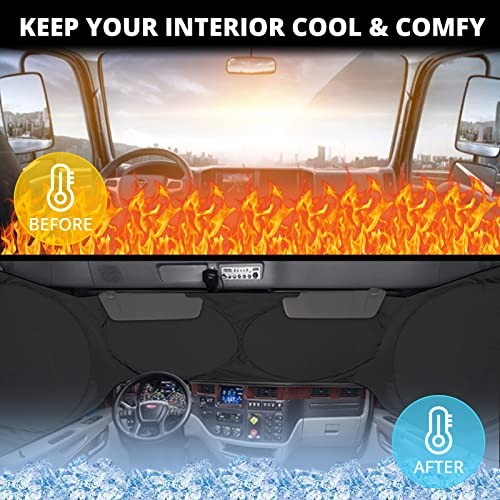 Semi Truck Sun Shade for Windshield and Side Windows | Upgrade 300T Semi
