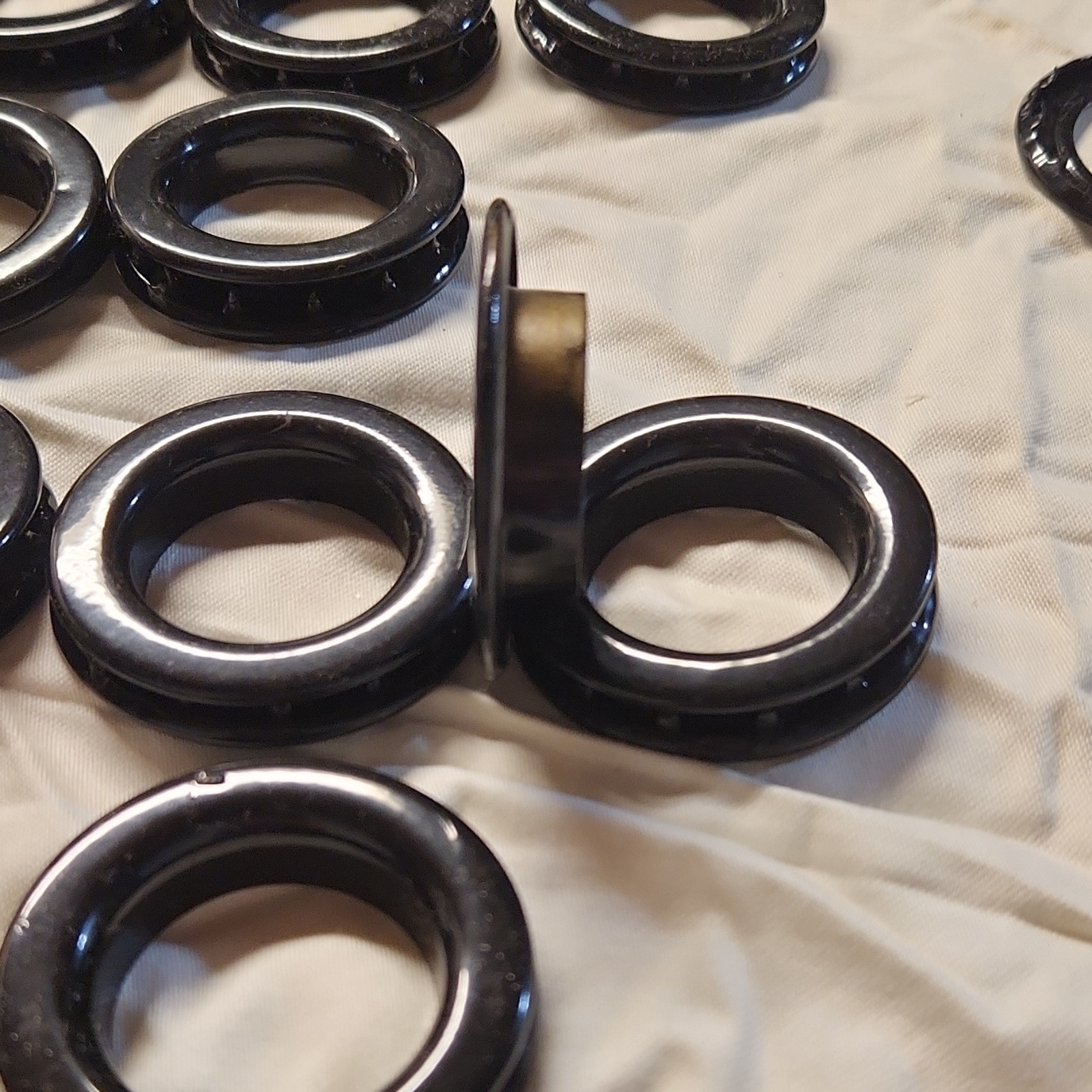 Rowley Plastic Curtain Grommets Black 1 7/16 in Clampable Open Bix set of 23