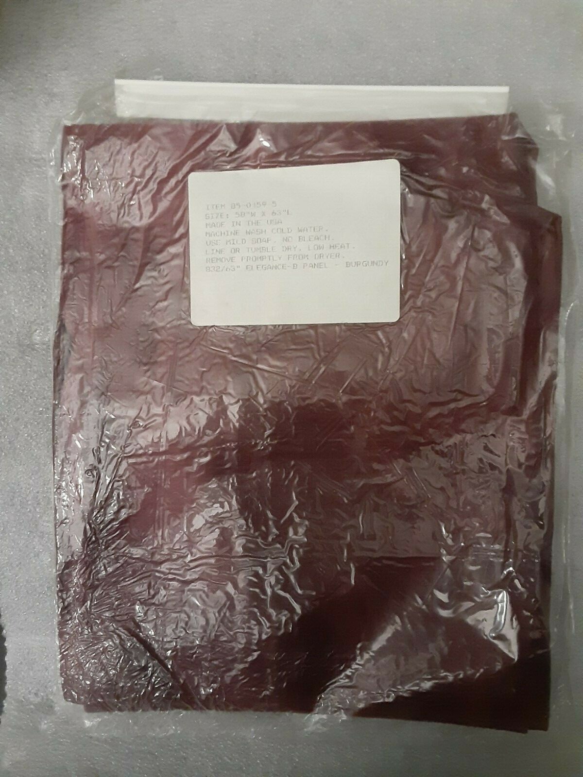 NEW & UNOPENED BURGUNDY PANEL CURTAIN 58″ W X 63″ L