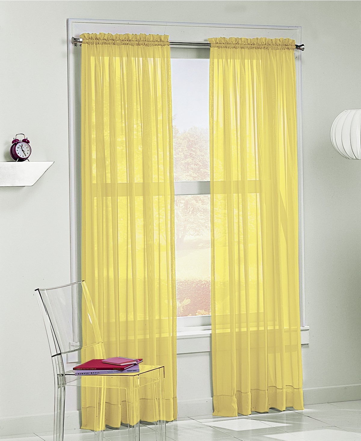 Elegant Solid Sheer Panel Window Curtain – All sizes – All colors – 2 Panels