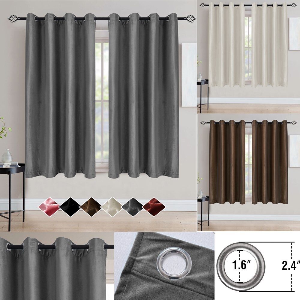 2 Panels Blockout Curtains Blackout with Eyelet Window Curtain Draperies 42*63in