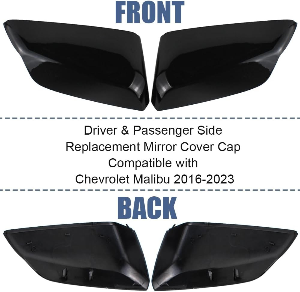 Side Mirror Cover Cap Compatible with Chevrolet Malibu 2016-2024 Replaces Drive
