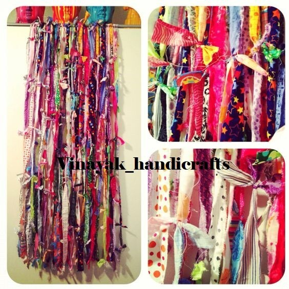 100 Strands, Bohemian gypsy rag Window Bohemian Valance Indian Backdrop curtains
