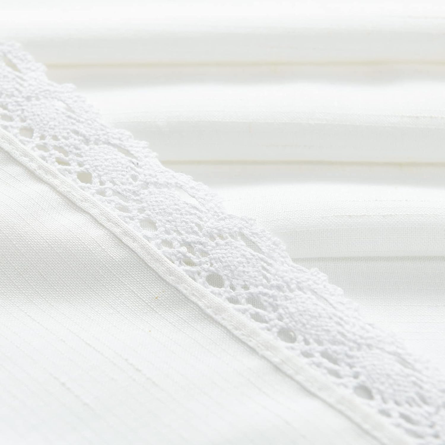 jinchan Linen Valance with Lace Trim Farmhouse Rustic Valance Curtain for Window