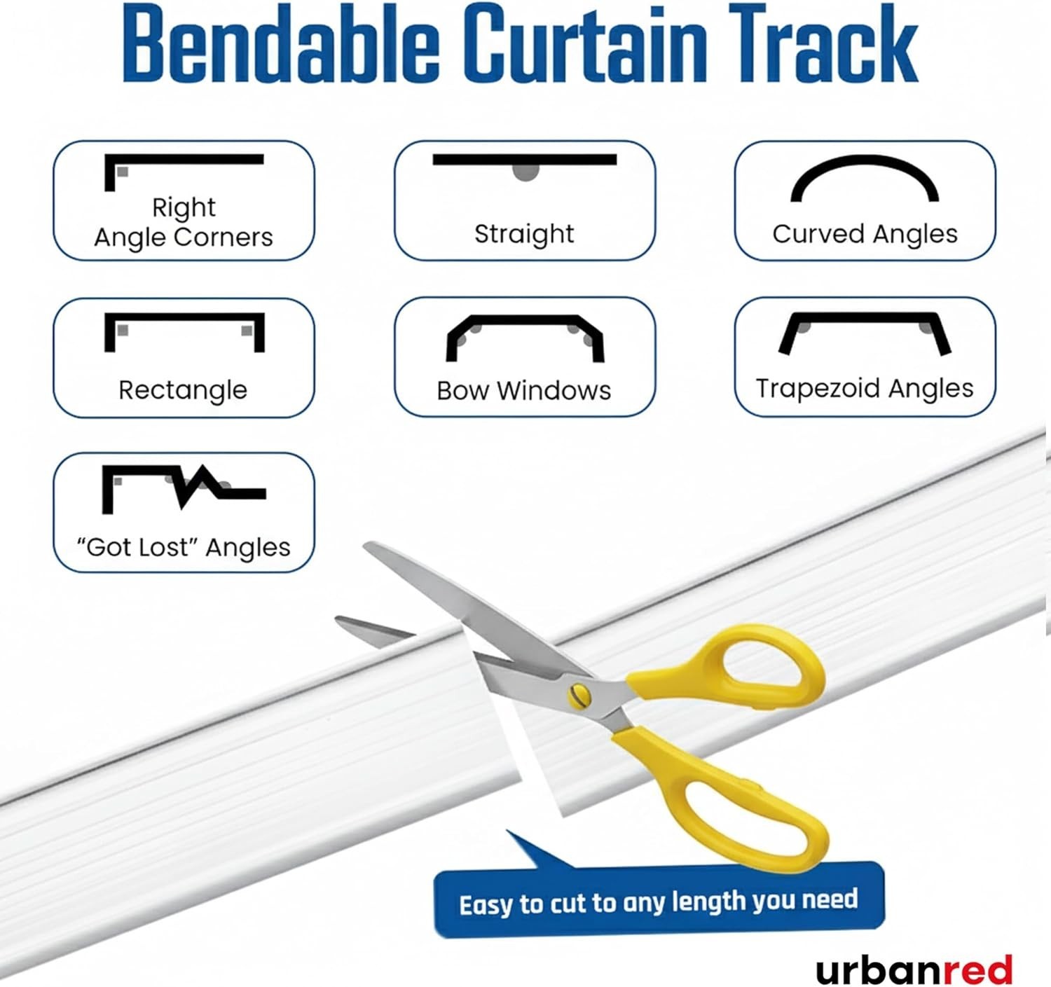 Flexible Bendable Ceiling Curtain Track, 16.4 ft 5 m, Mount for Rail with Cur…
