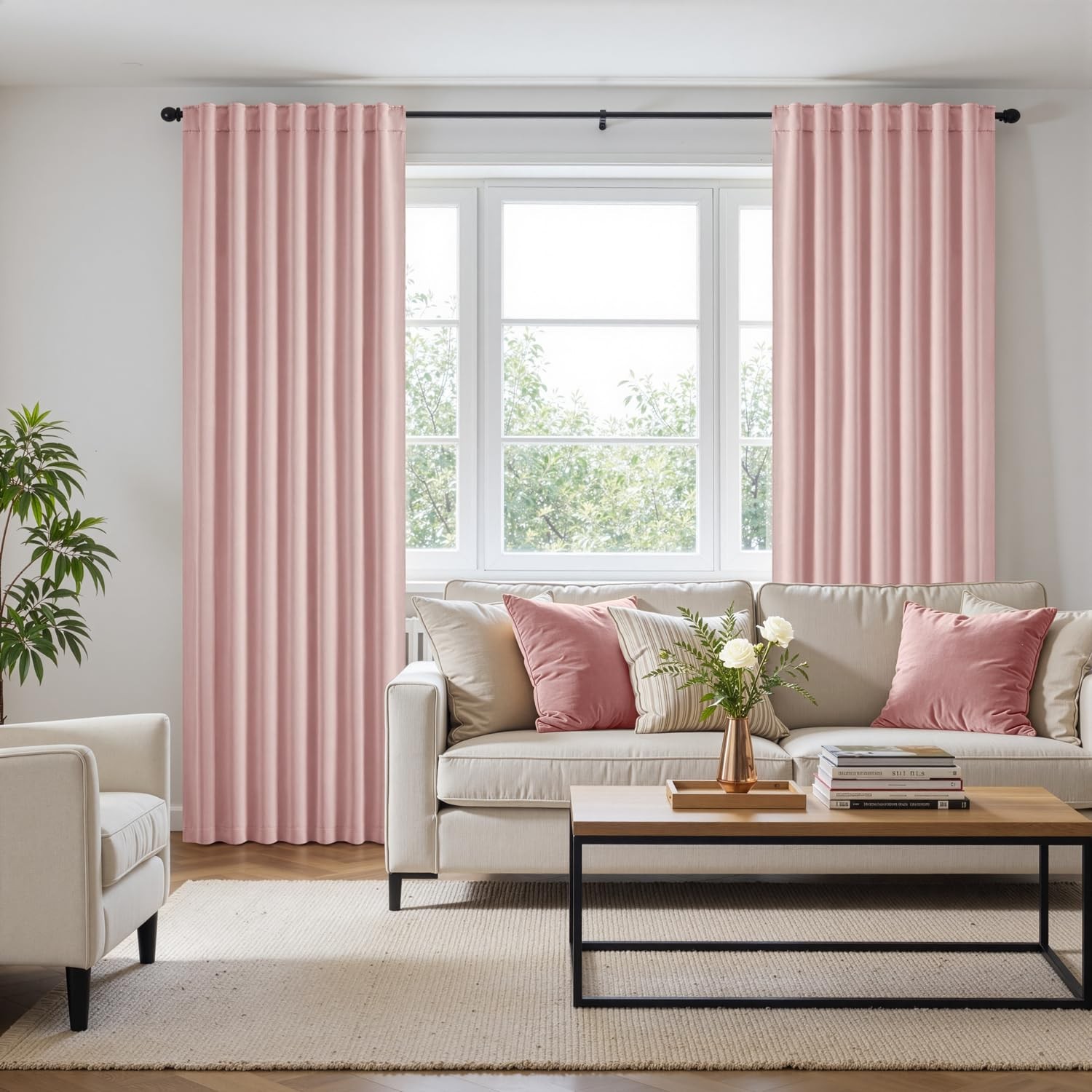 Light Pink Blackout Curtains Nursery Bedroom 84 Inches Long 2 Panels, Baby Pi…