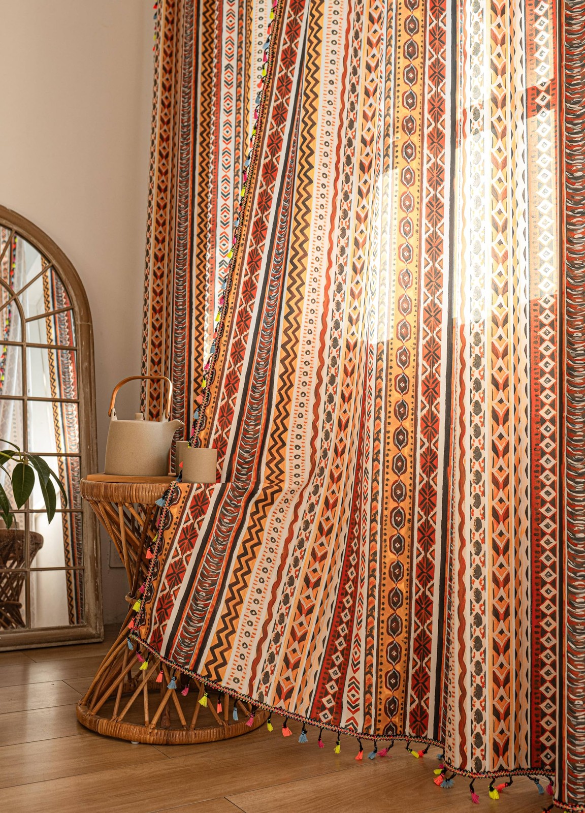 Boho Curtains for Living Room 102 Inch Length 2 Panels, Light Filtering Farmh…