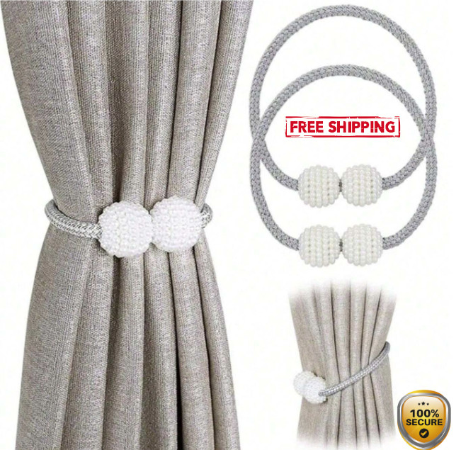 2pcs Magnetic Curtain Tiebacks – Elegant Holdbacks for Home & Office Décor – NEW