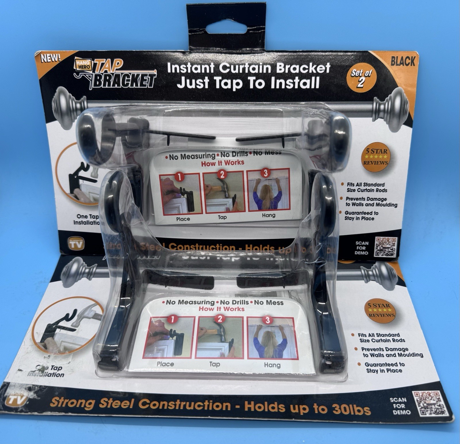 Lot Of 2 Packages of Hang Hero Tap Brackets Instant No-Drill up to 30lbs
