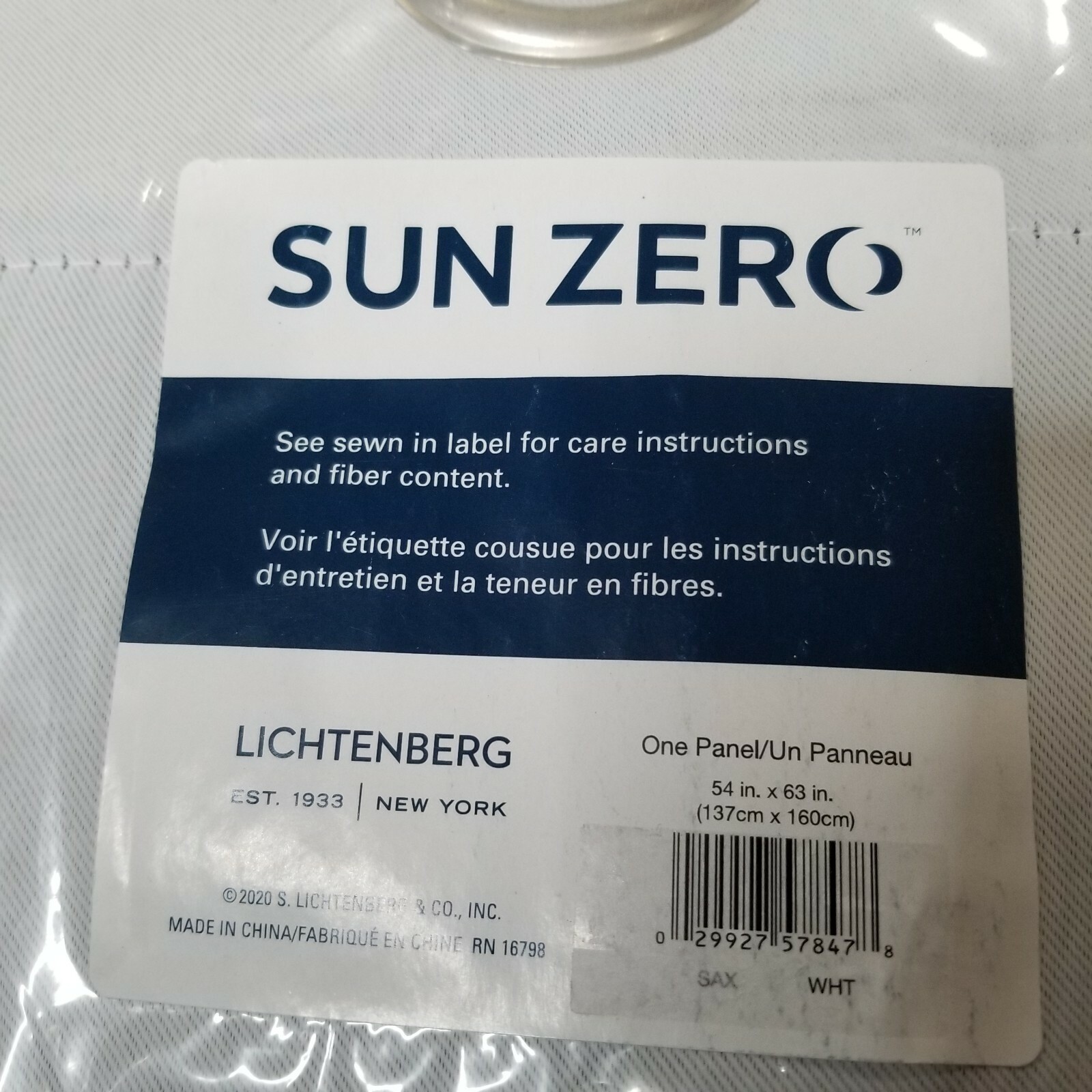 Sun Zero Lichtenberg Grommet Top Blackout Curtain Panel 54×63 White