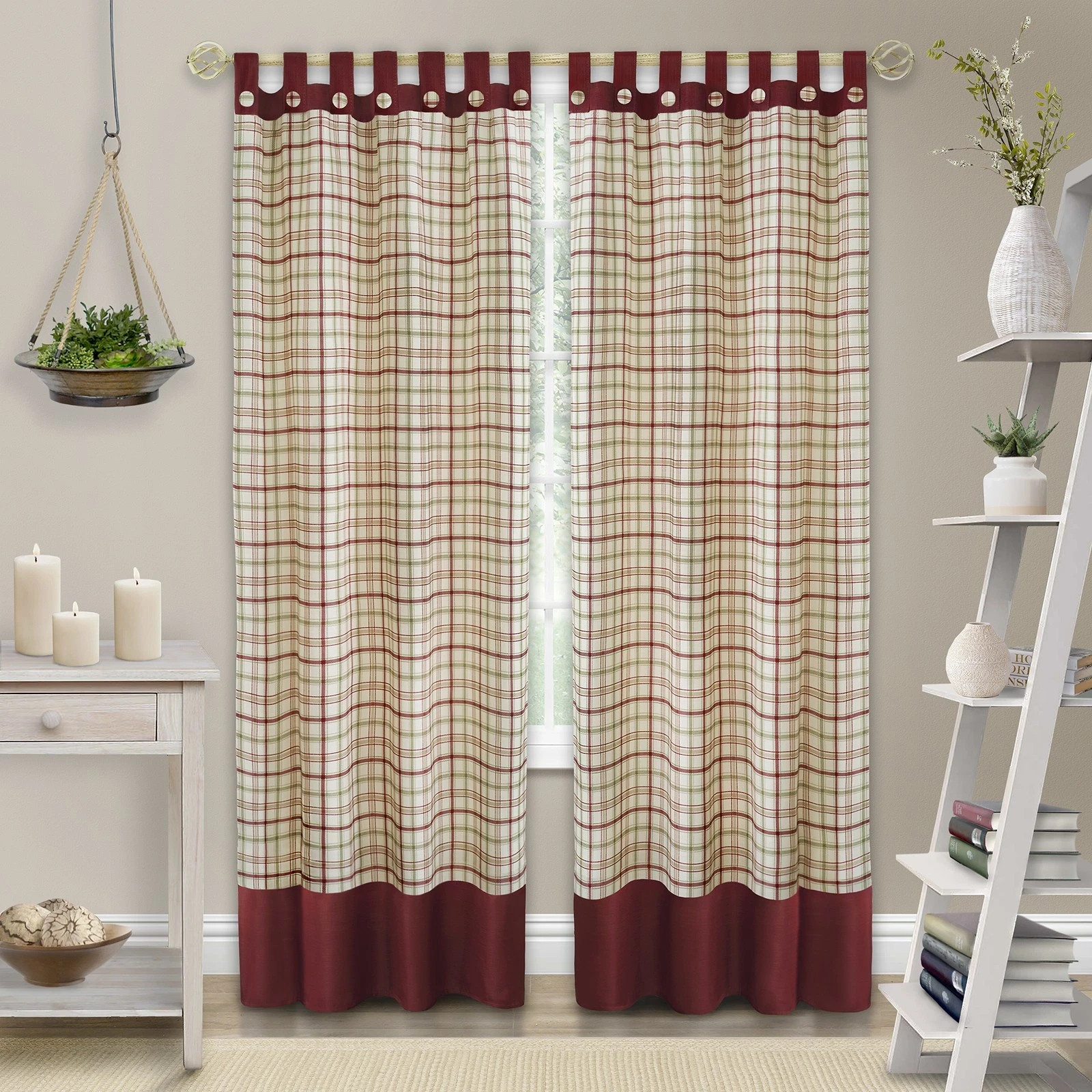 Achim Home Furnishing Tattersall Window Curtains for Kitchen, Living Room, Long