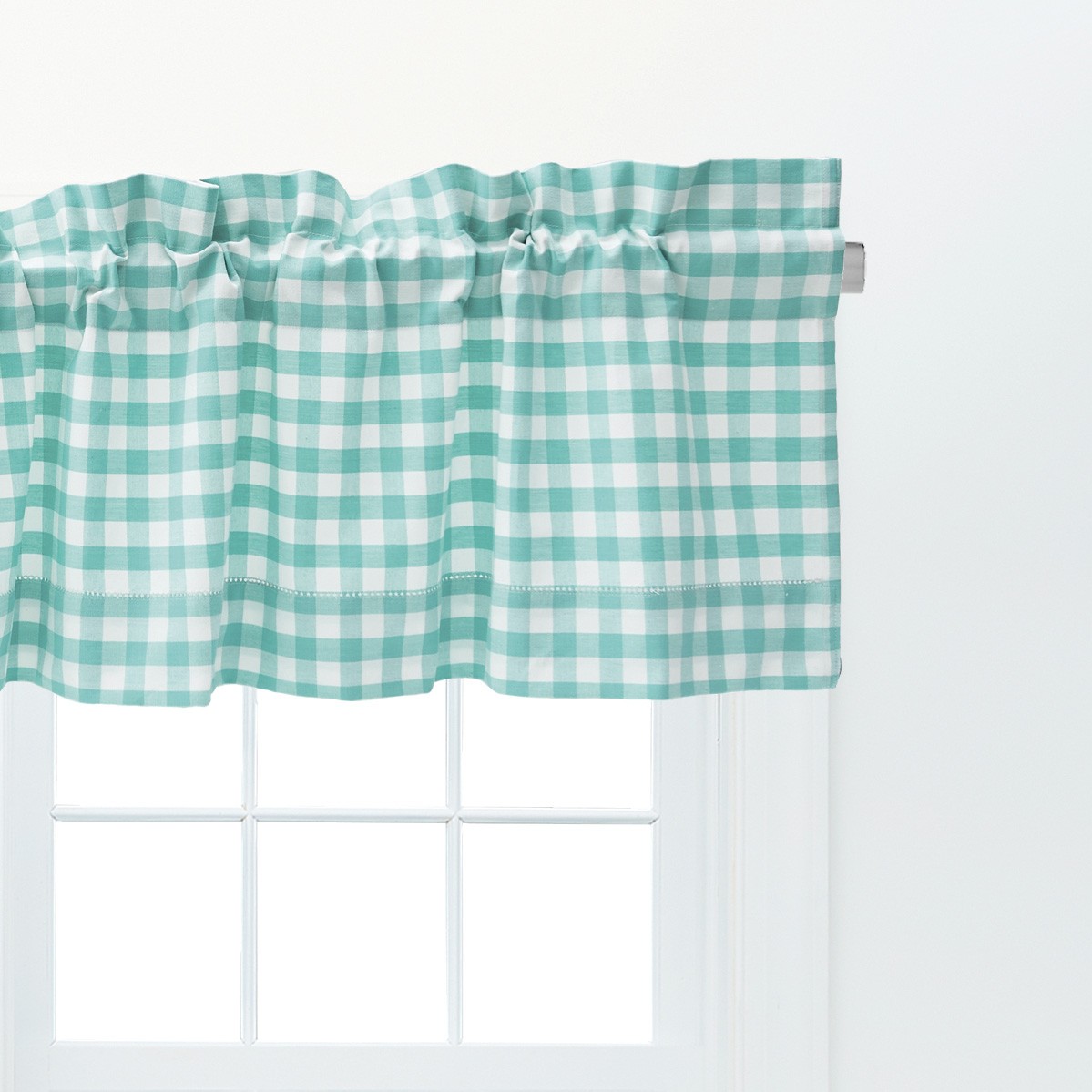 Ashford Aqua 100% Cotton Single Window Valance 15″ x 72″