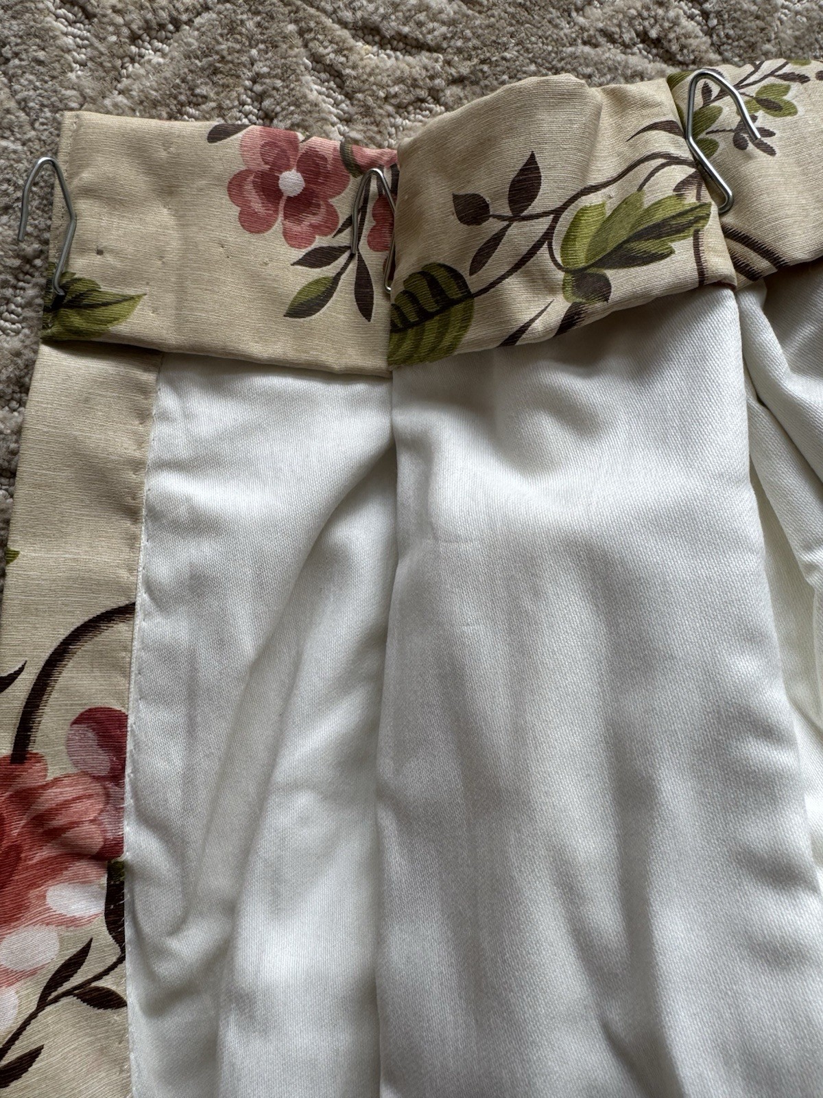 Custom Floral Pinch Pleat Drapery Panels 72×96 Lined Interlined Estate Quality