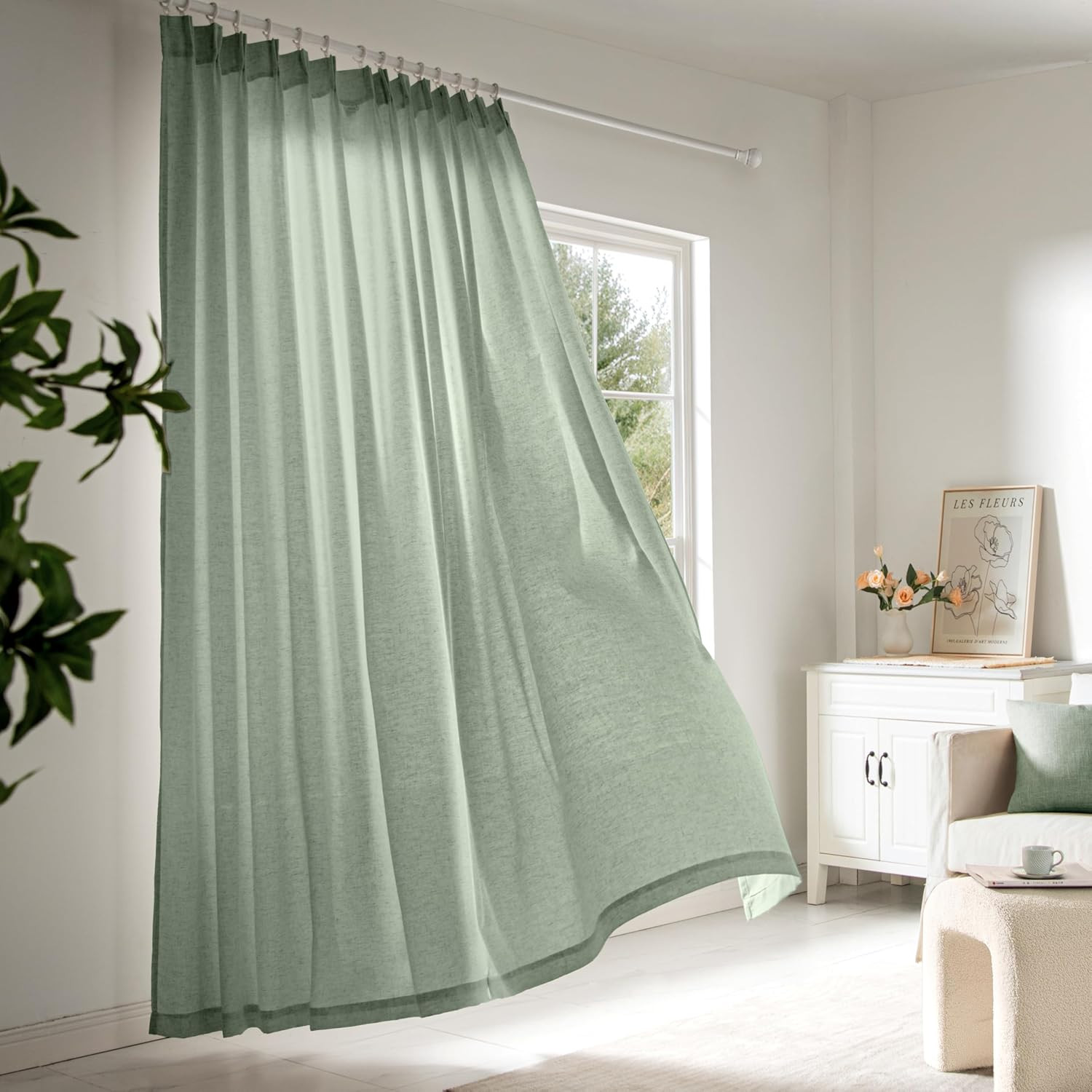 Memory Trained Pinch Pleated Curtains 63 Inches Long, Viral Linen Pinch Pleat Sh