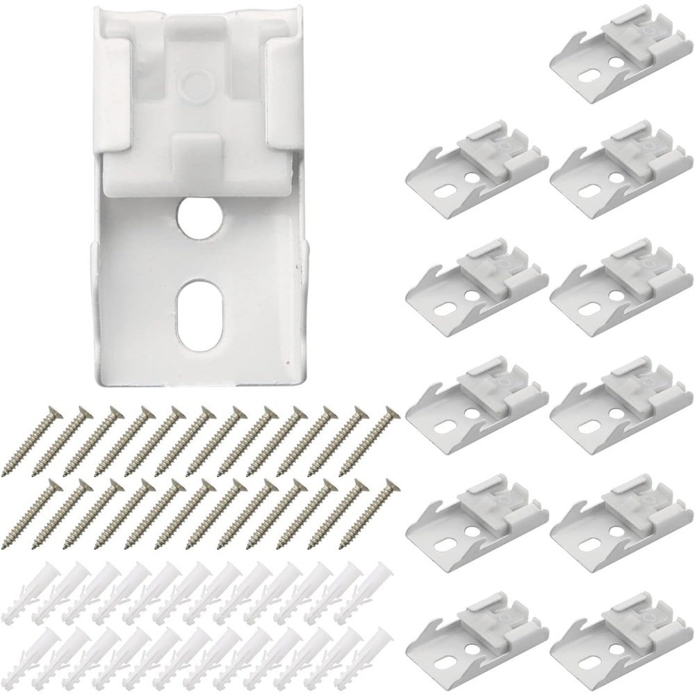 12pcs Curtain Track Mounting Bracket White Ceiling Mount Brackets 10mm for