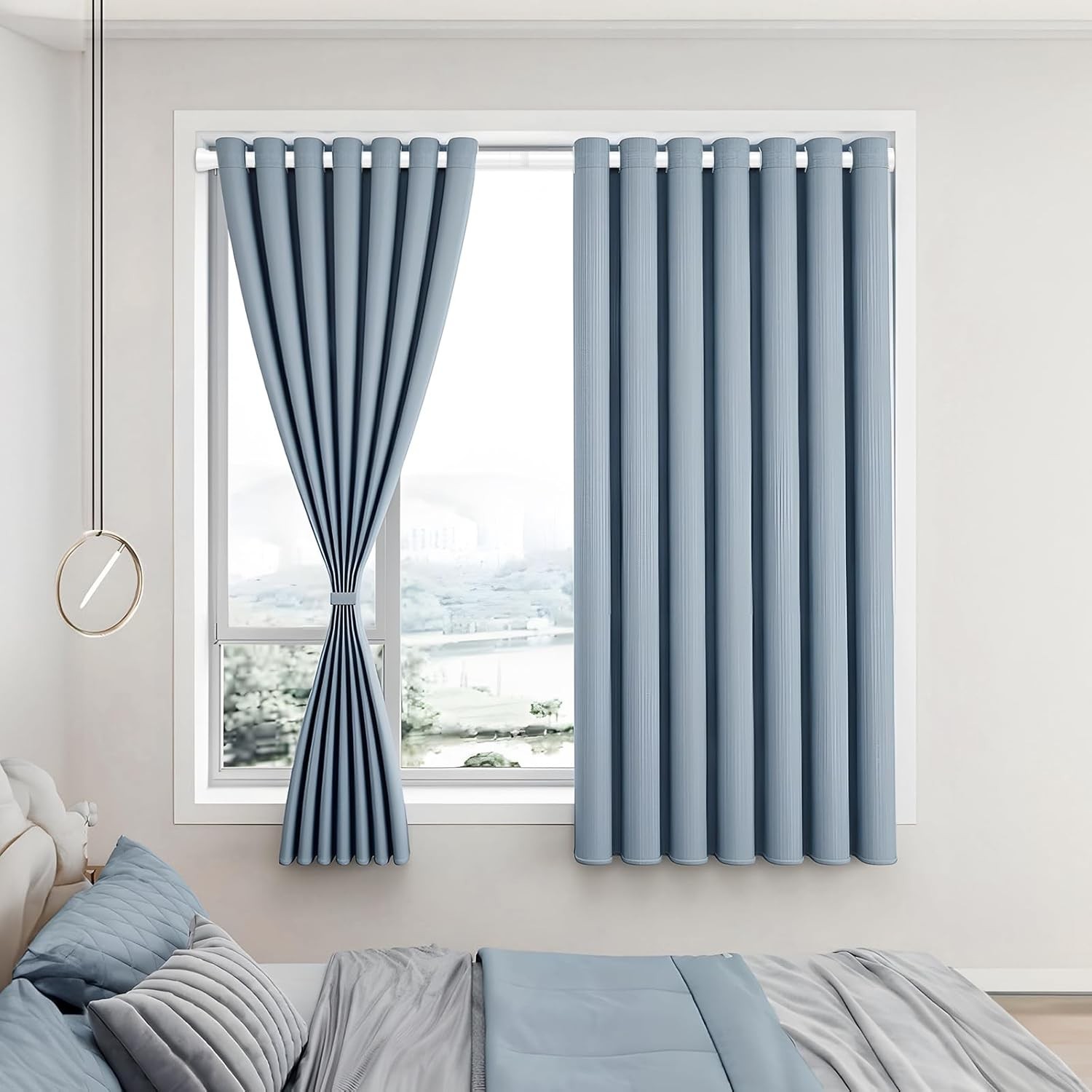 Tension Curtain Rod Adjustable Spring Tension Rods for Windows 28 to 48 Inch,…