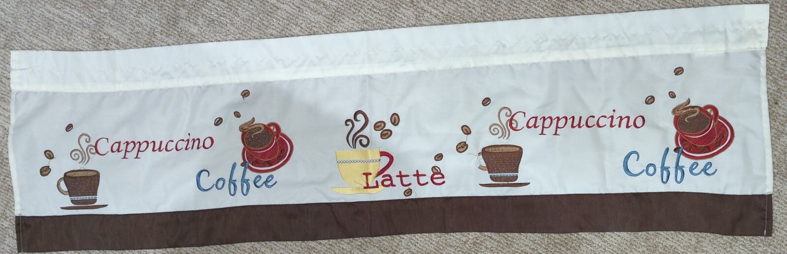 Coffee Drink Cafe Window Kitchen Valance 56 x 15 Cappuccino Coffee Latte
