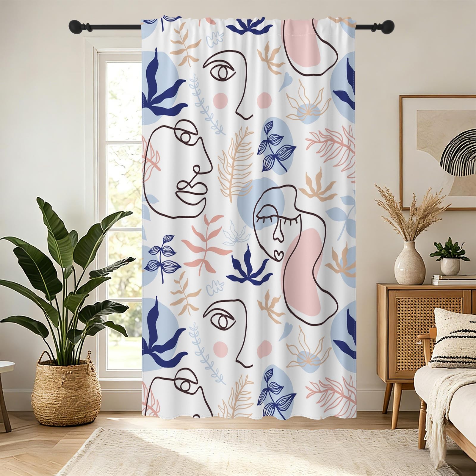 Boho Curtains For Bedroom Modern Minimalist Botanical Abstract…