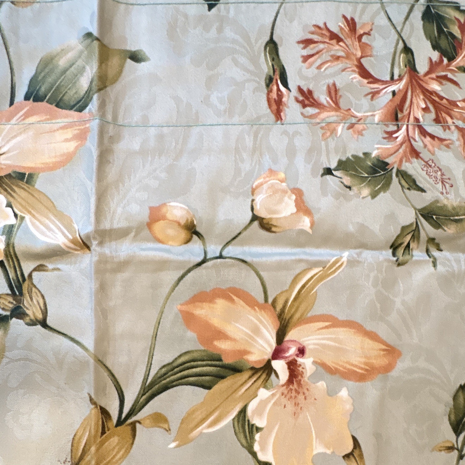 NEW Open Box, Rod-Pocket, Lined Single Valence, 51×17, Blue floral, Poly Cotton