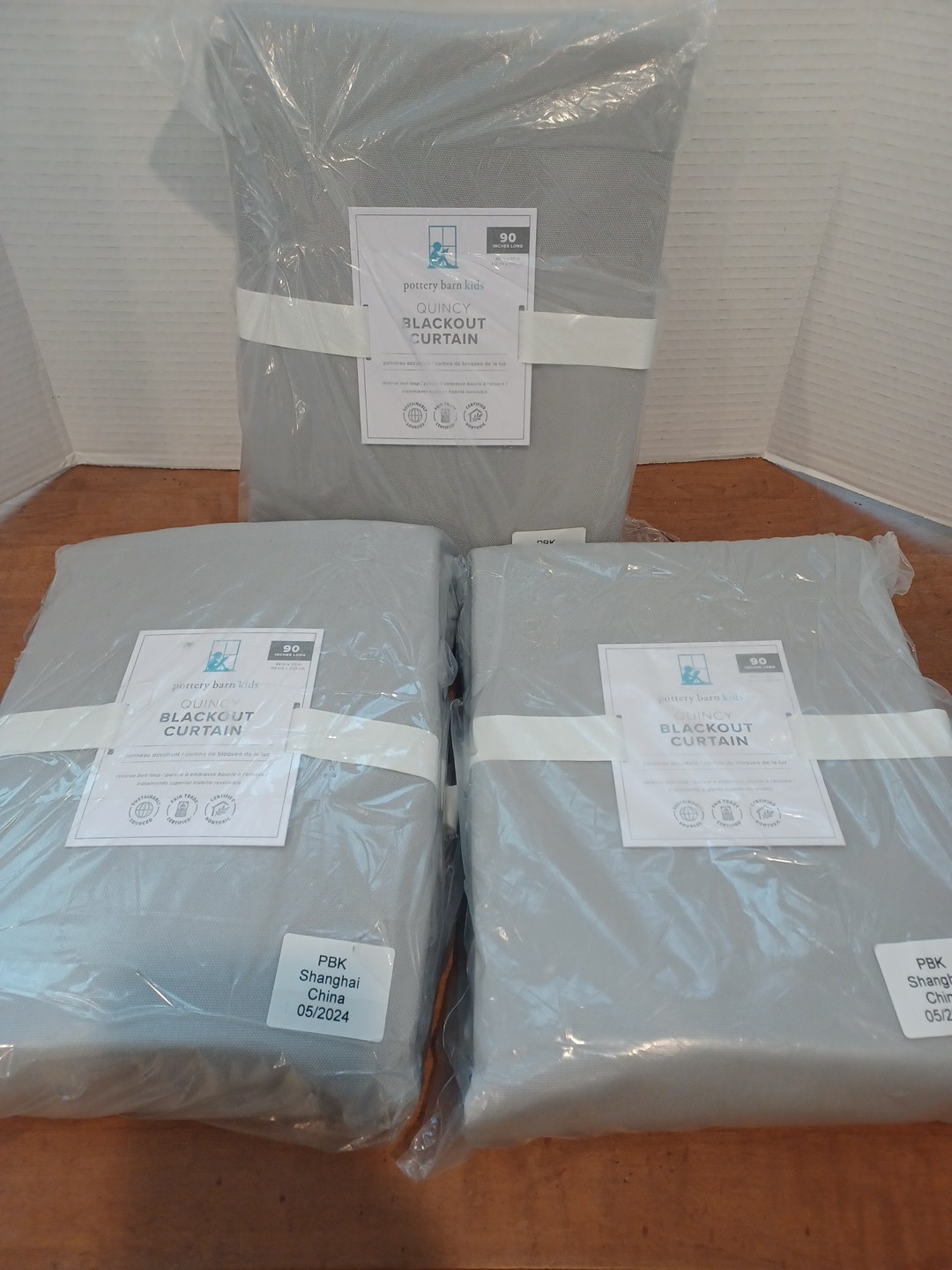 Pottery Barn Gray Curtain Panels Blackout Cotton Canvas Drapes 3PC 44×90 Grey