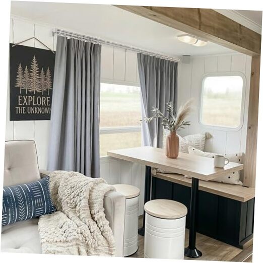 RV Track Blackout Curtains for Short Windows, 42″W x 45″L (Pack of 2) Grey