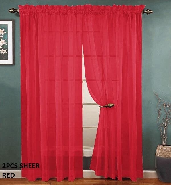 Solid Sheer Curtain Set (2 Panels) in 17 Different Colors!