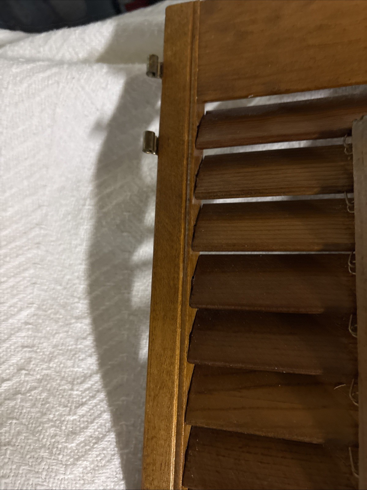 Vintage Plantation Window Shutters Set 19″x 15 1/4 “Wood Interior Louver Brown