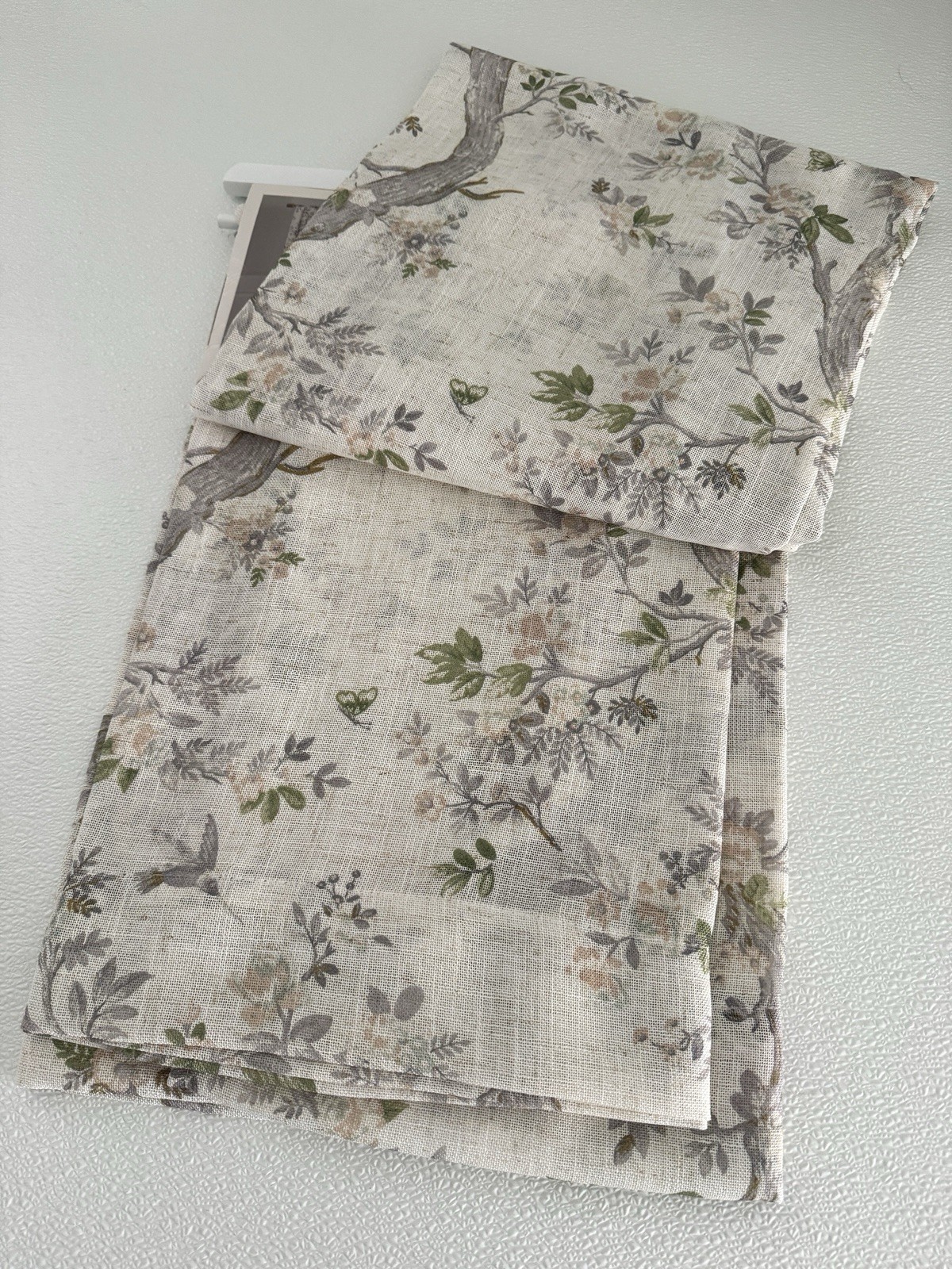 Laura Ashley Window Curtains 2 Panels 38 x 96″ Linen Khaki Gray Cream Pole Top