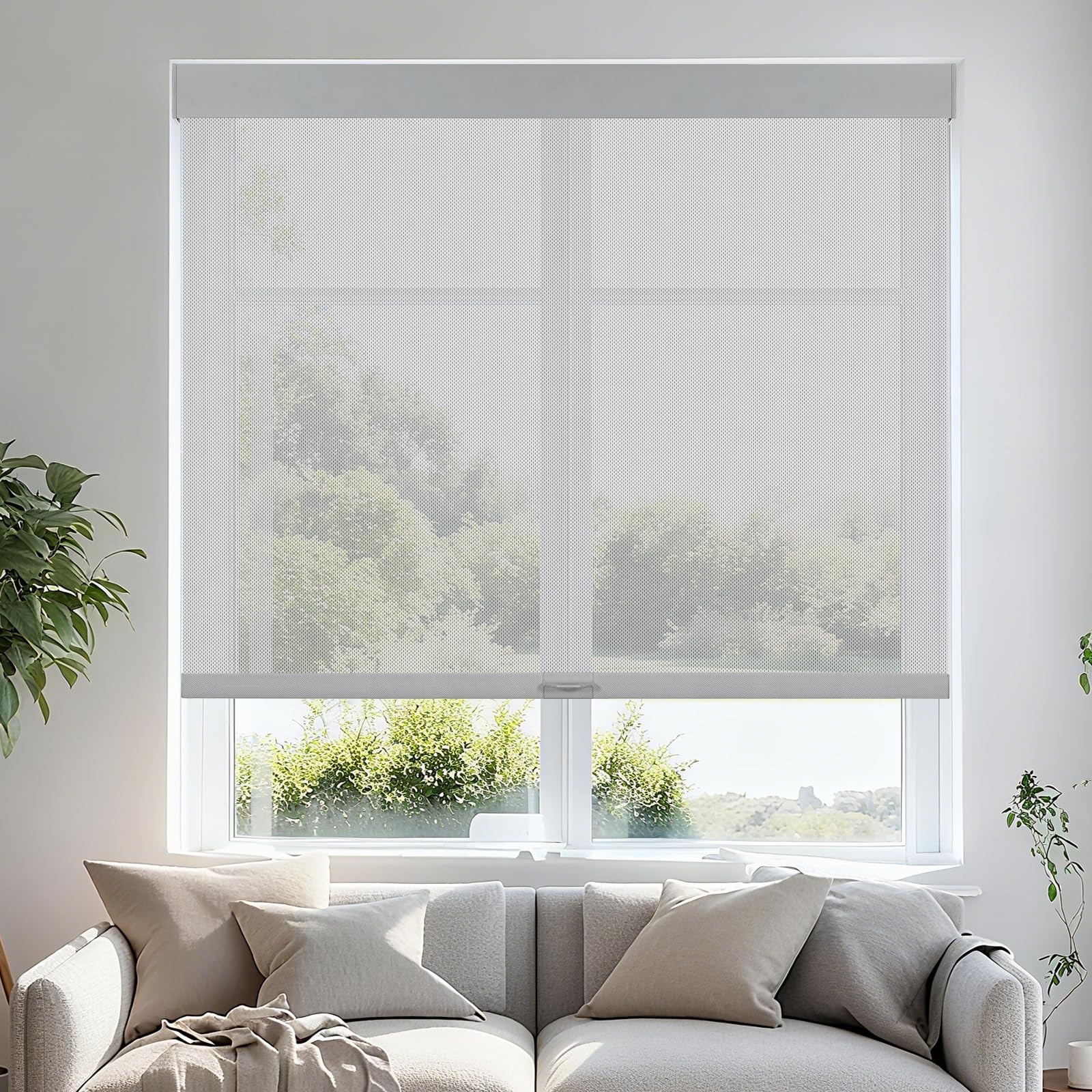 Cordless Roller Shades for Windows Light Filtering Semi Sheer Blinds 20″ W x