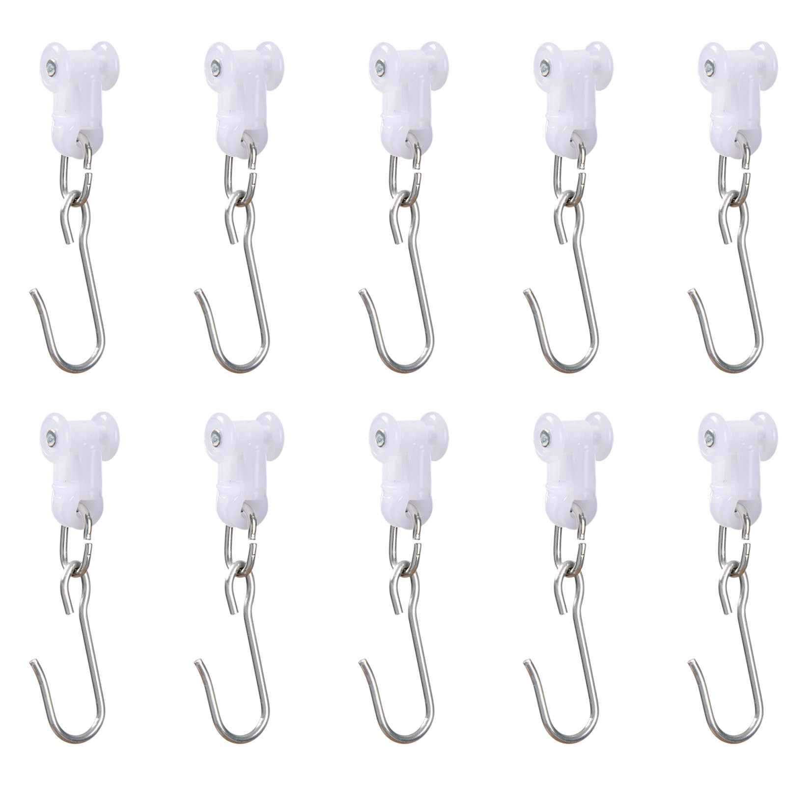 10 PCS Stainless Steel Dual Wheel Curtain Track Hooks Ceiling Room Divider
