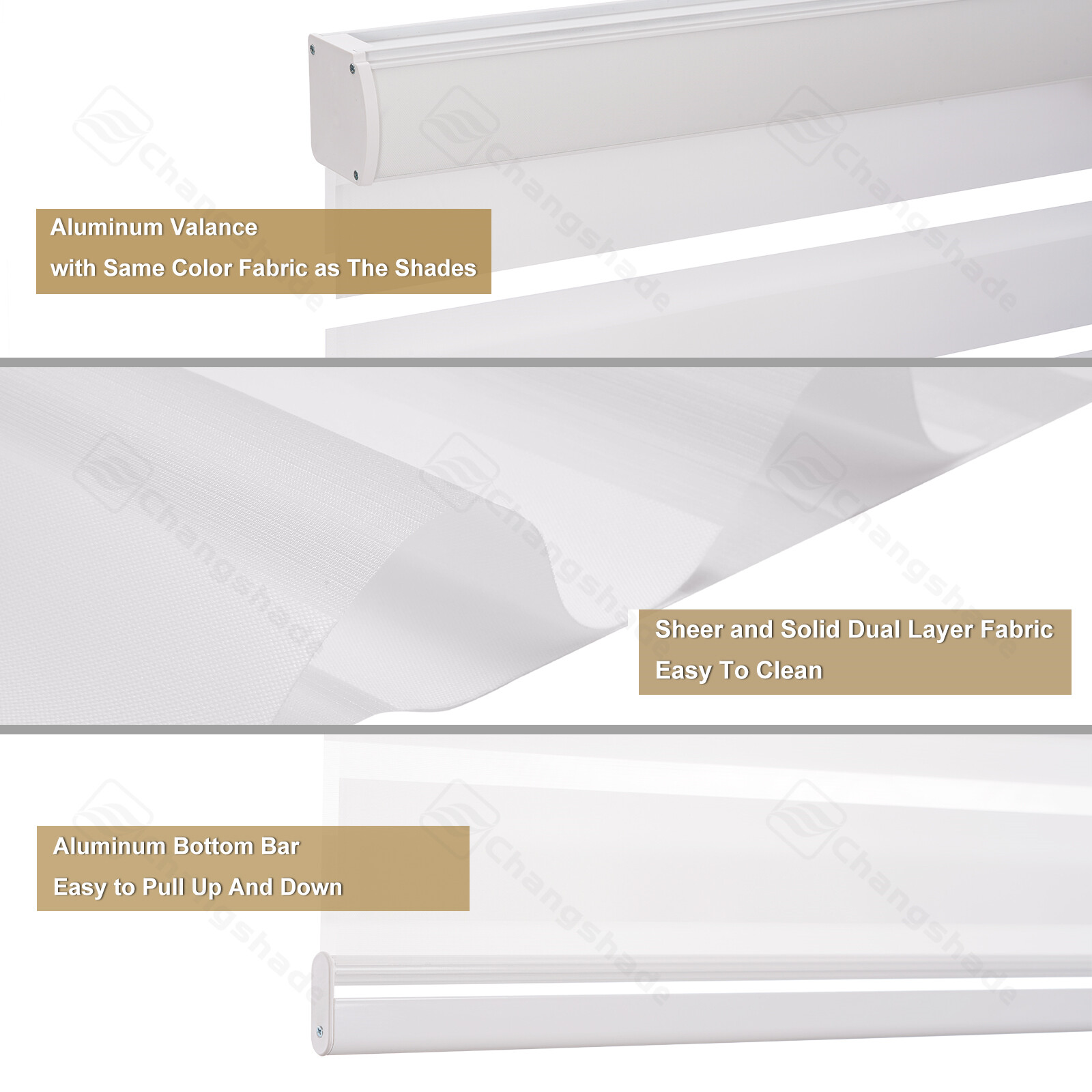 Changshade CUSTOM Made Cordless Light Filtering Zebra Roller Shade Window Blinds