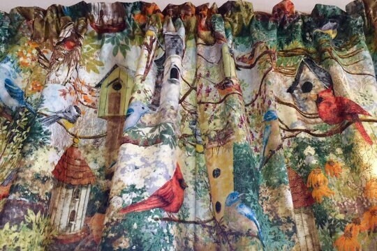 Garden Birdhouse Valance, Birds, Country Decor, Barn,Home Decor,42″W x 14″L
