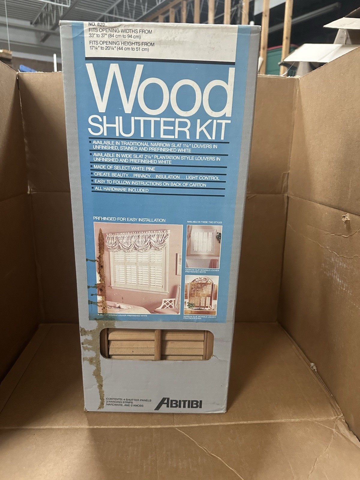 Wood Shutter Kit, New Old Stock Fits Openings 33”to37” W Fits 17.25”to 20.25 T