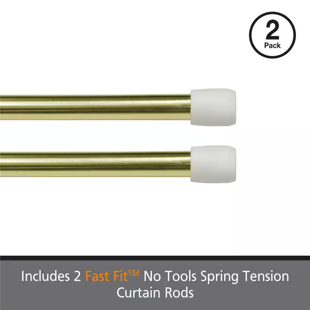 Fast Fit No Tools 28 In. – 48 In. Adjustable Spring Tension Curtain Rod, 7/16 In