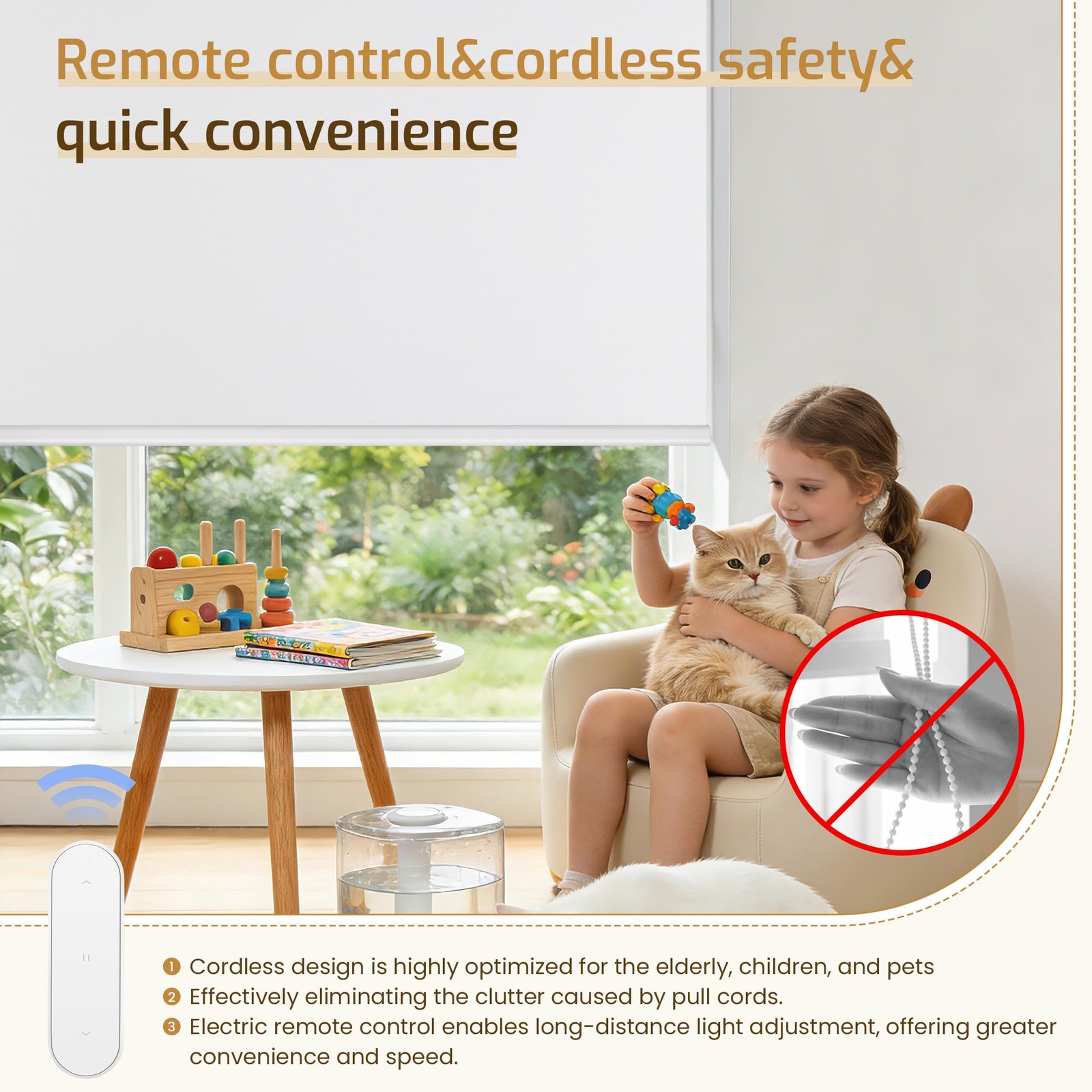 Grandekor Motorized Blinds Remote Control Blackout Roller Shade Electric Shades