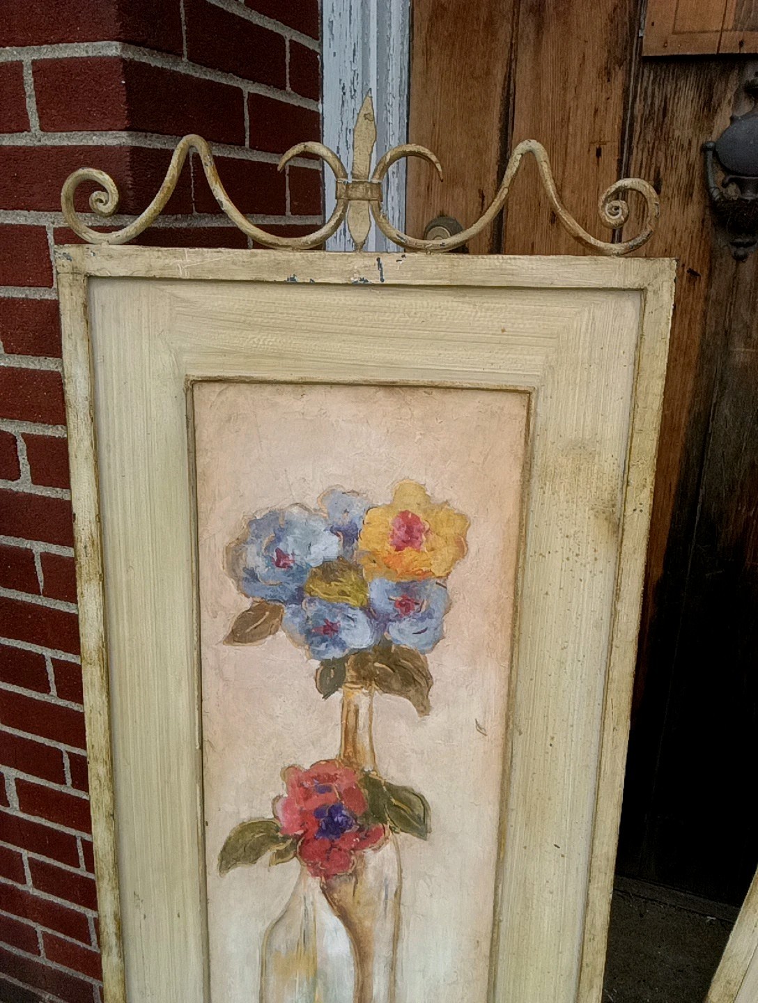 TWO WELDED IRON AND STEEL WALL DECOR/SHUTTERS 54 IN BY 22 IN ITALIAN STYLE RARE