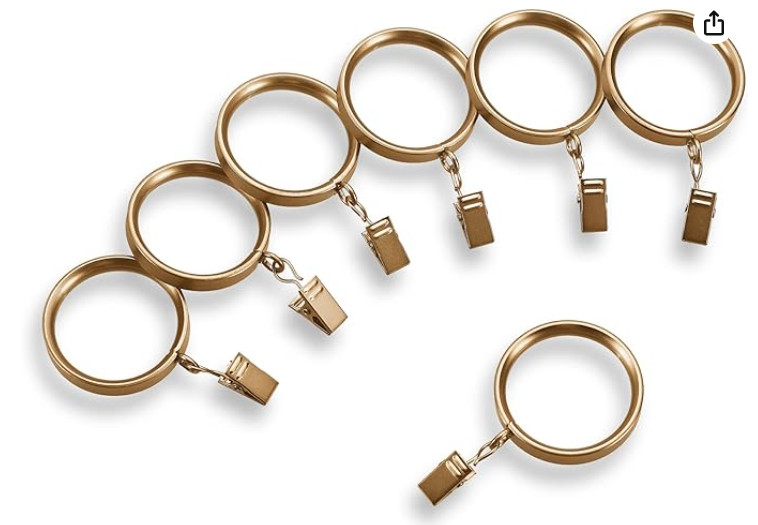 Premium Collection Flat Alloy Steel Curtain Clip Rings, Set of 14, Warm Gold