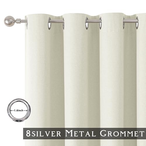 100% Blackout Iovry Solid Curtains 96 Inches 52″W x 96″L (Pack of 2) Ivory