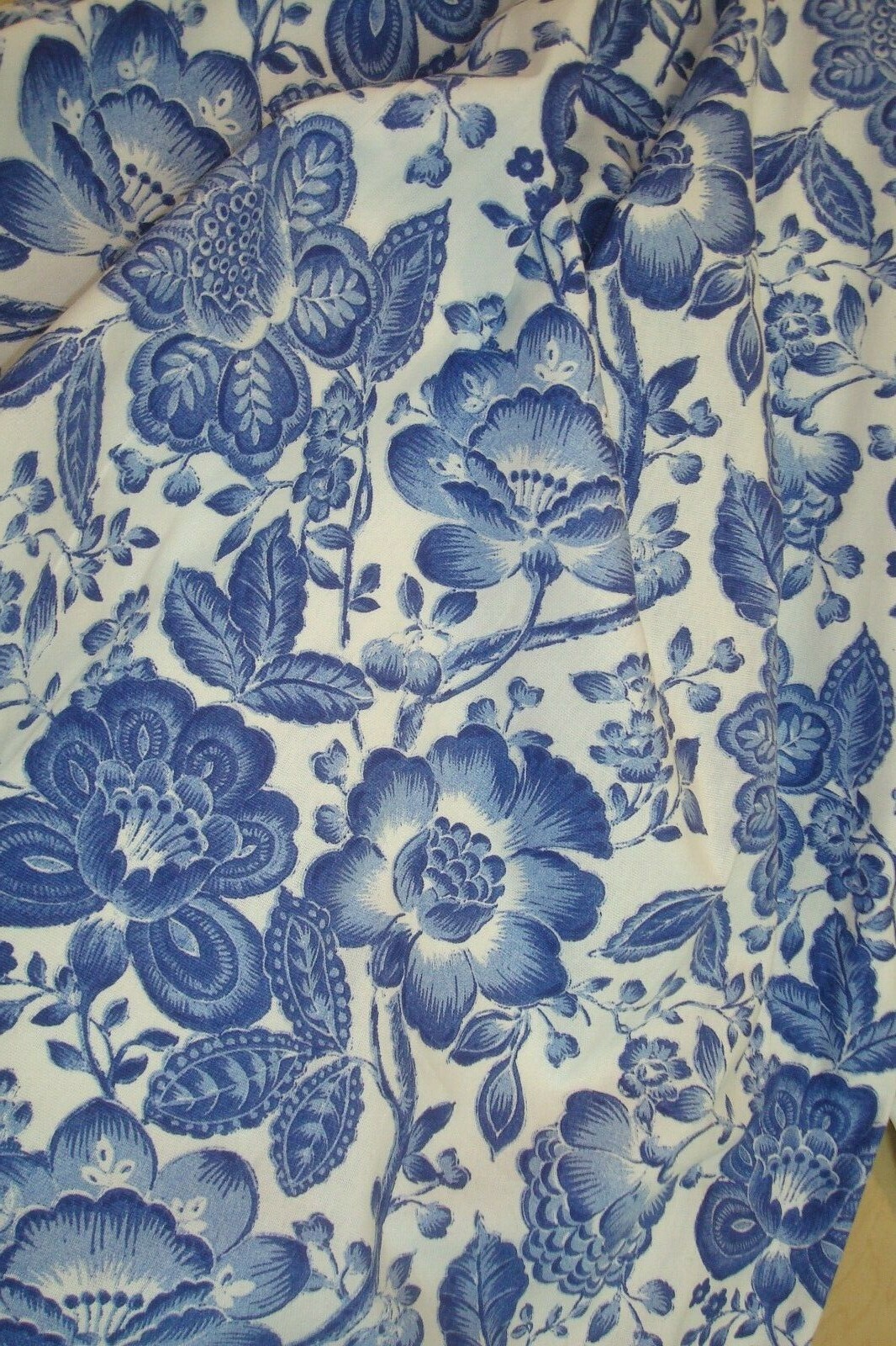 New One Pr Custom Drapes Curtains Lined Shabby Blue White Floral ea 41″ x 84″ lg