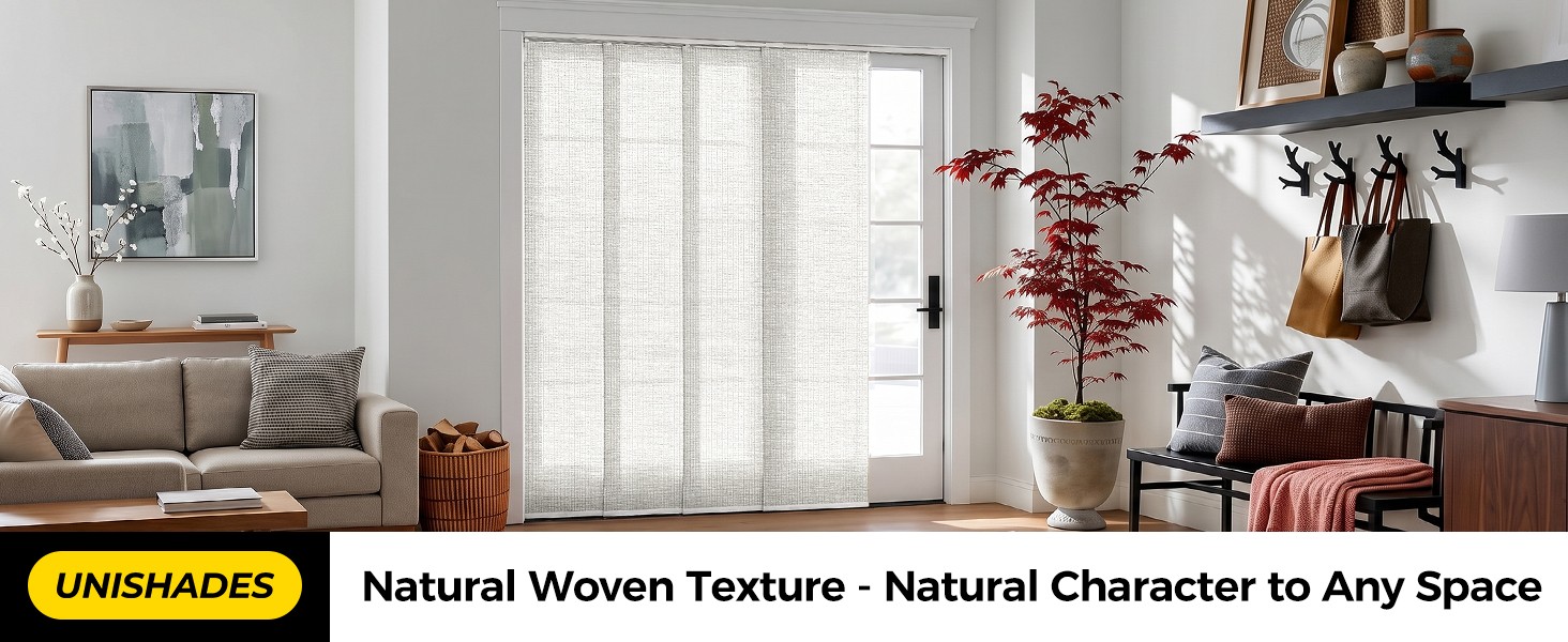 Adjustable Panel Track Blinds for Sliding Glass Door, Cut-to-Height Paper Fabric