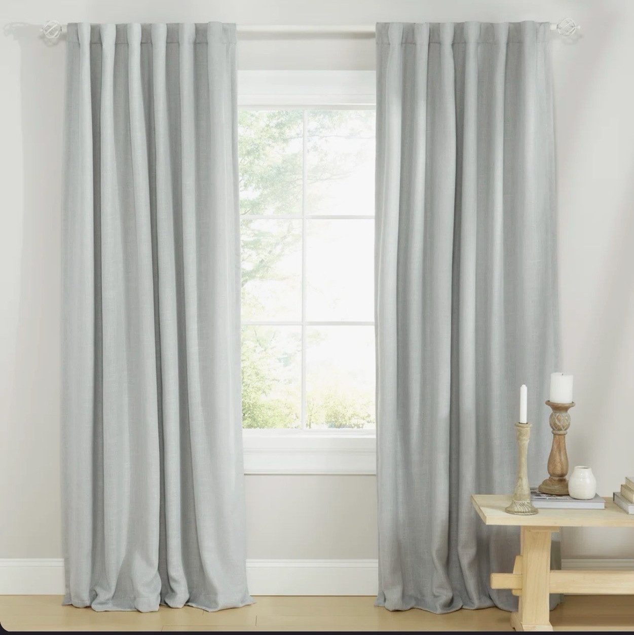 Ralph Lauren Linen Herringbone blackout curtain panel 52×84 silver MSRP $119